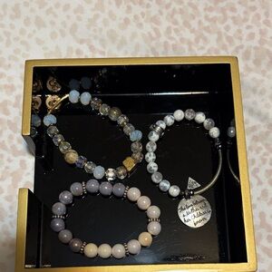 Stackable Beaded Bracelet Set in Lavender and Gray - Women Jewelry